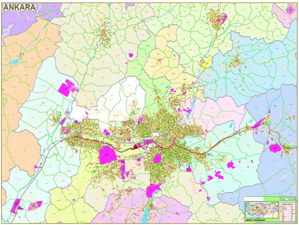 Ankara ilçeleri renklendirilmiş haritası